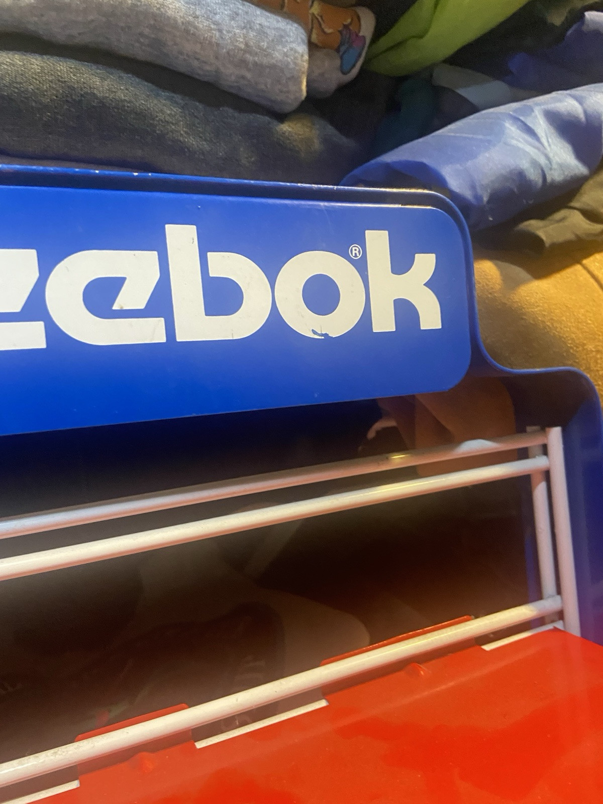 Vintage 1990s Reebok Shoe Display Metal Slat Shelf Store Fixture