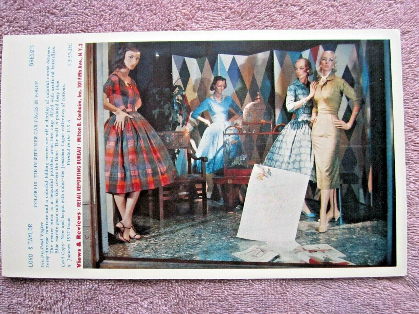 1957 LORD & TAYLOR STORE WINDOW DISPLAY JONATHAN LOGAN PHOTOGRAPH PRINT #270