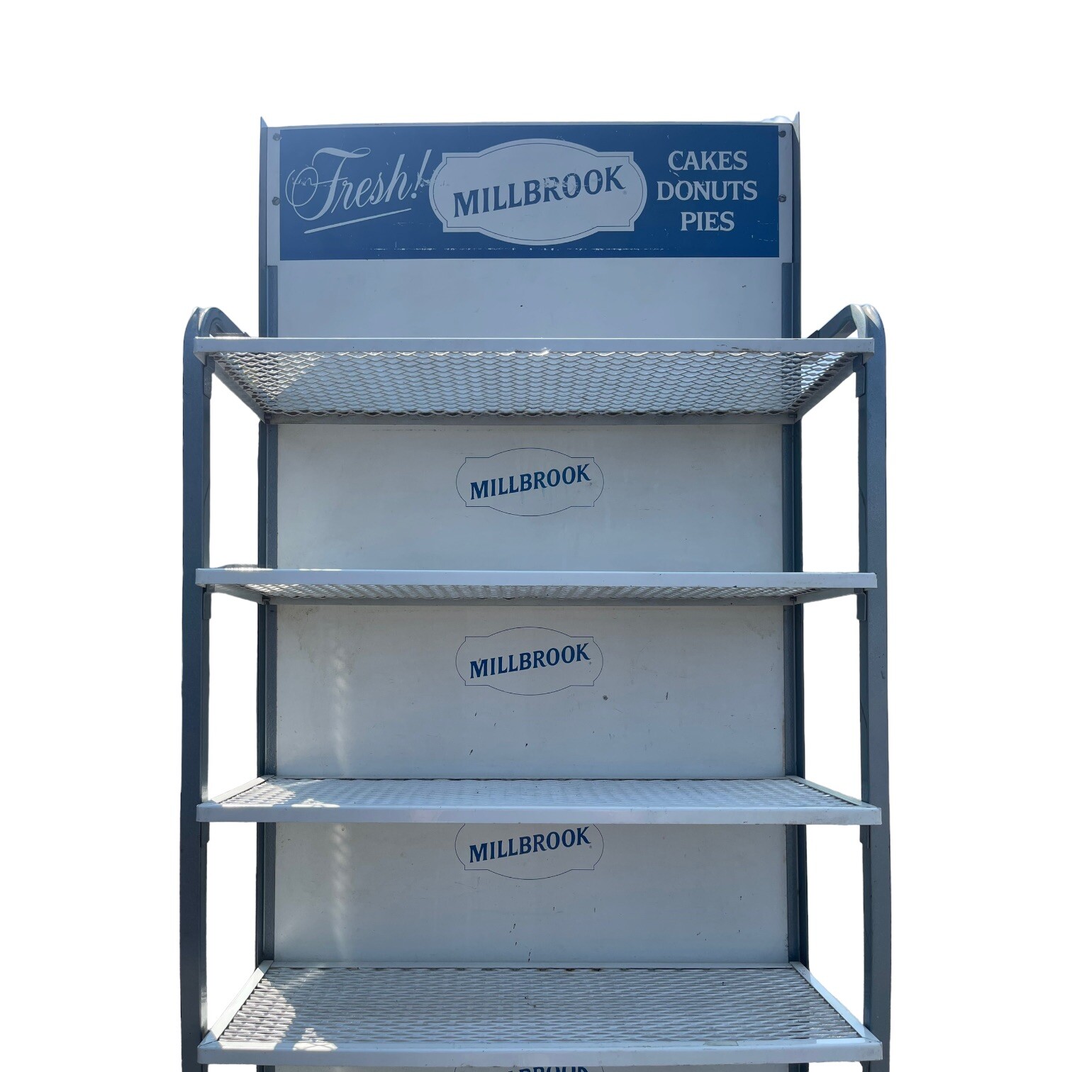 Vintage 50s MILLBROOK NY Folding Metal Store Display Bakery Rack Retro Shelving