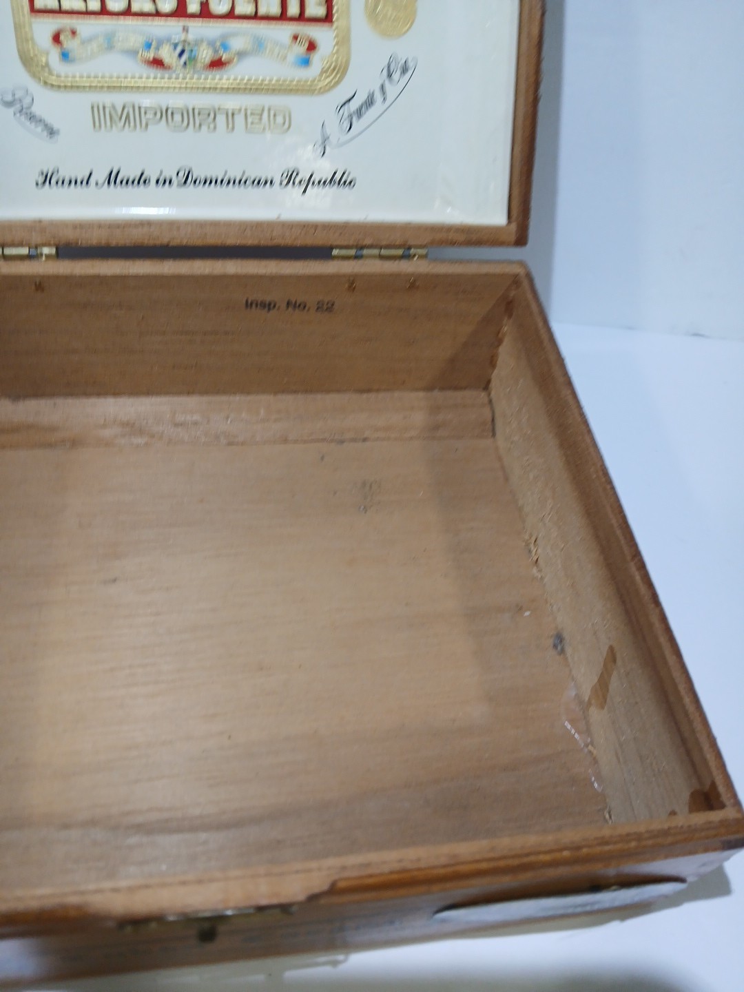 Arturo Fuente Wooden Empty Cigar Box Cuban Corona Empty