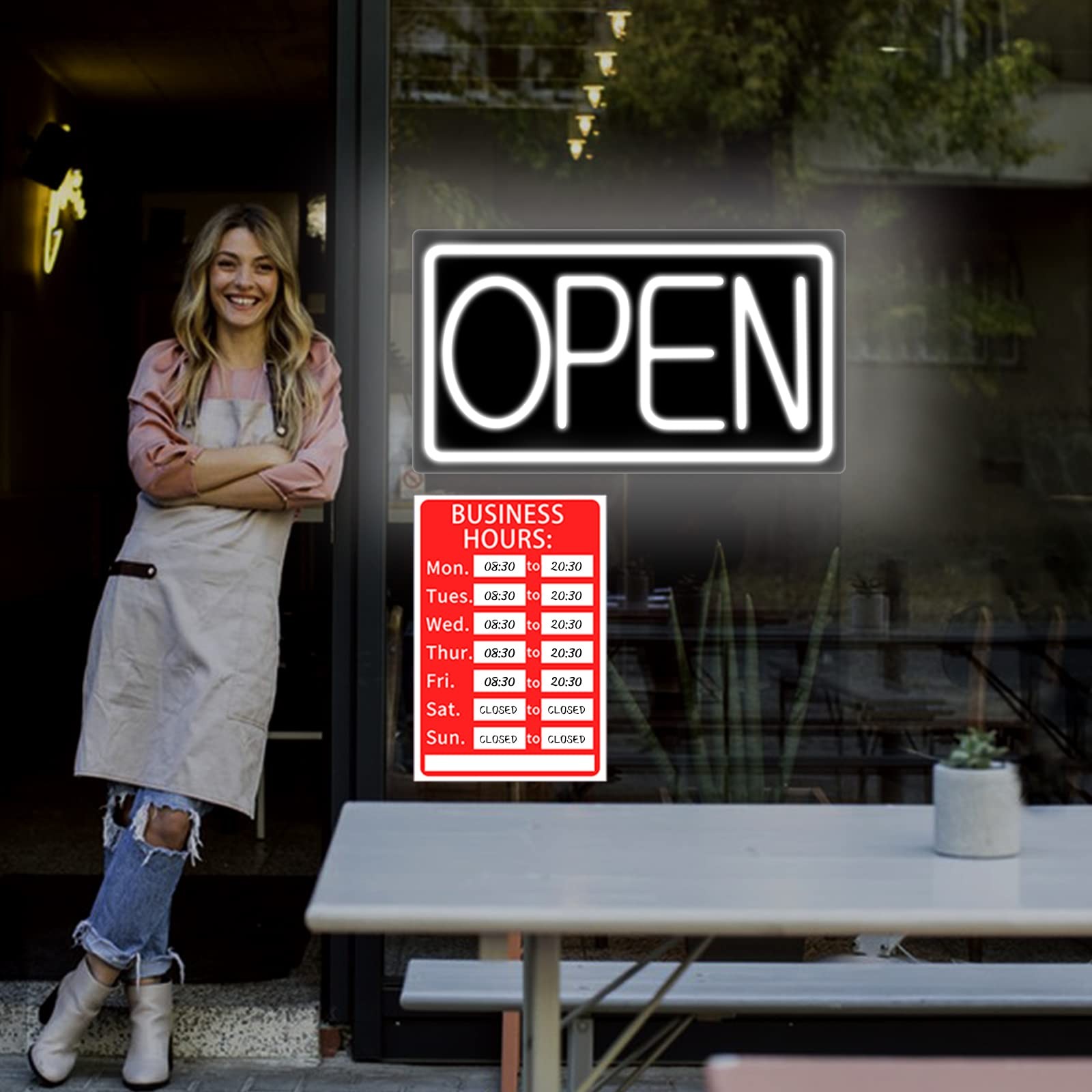 LED Neon Open Sign for Business – Ultra Bright 16″ Electric Plug-In