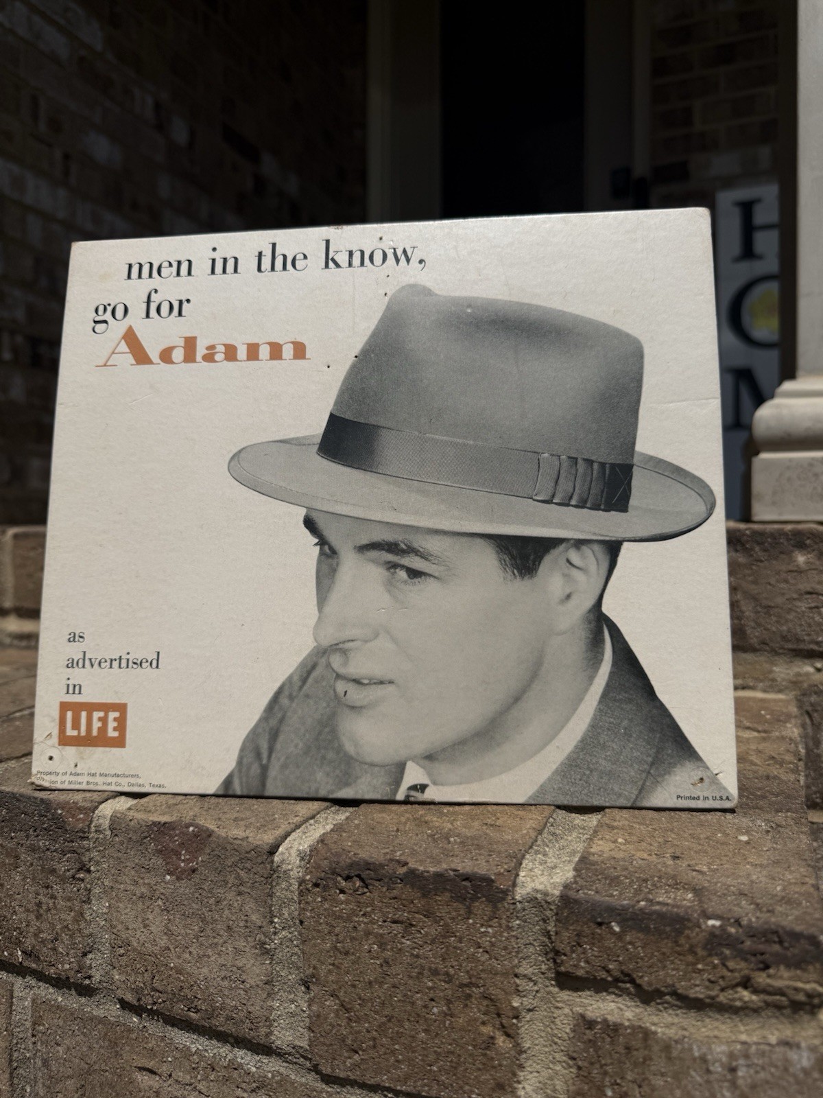 Vintage Adams Hats Advertising Easelback Clothing Advertising Sign General Store