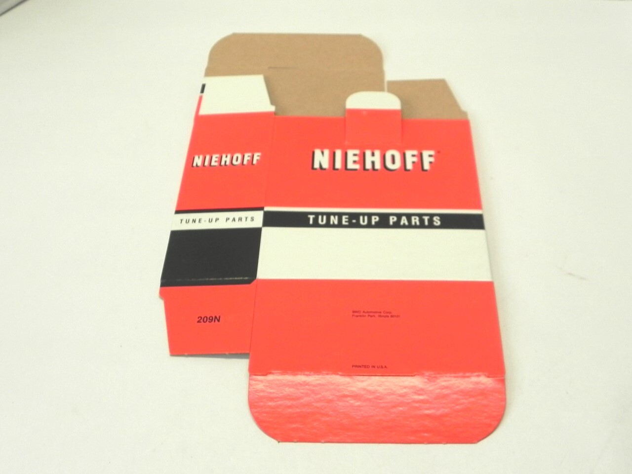 VINTAGE NIEHOFF TUNE-UP PARTS DISPLAY BOX *BOX ONLY* #209N 5.25″x2.25″x5.25″ NEW