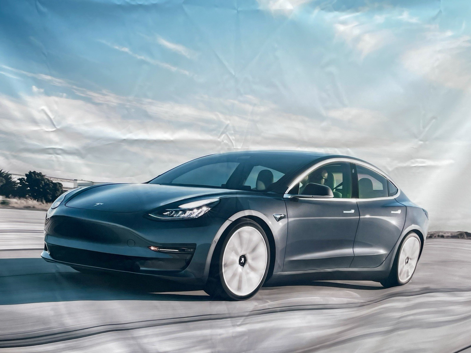 Tesla Model 3 4ft X 6ft Showroom Fabric Graphic Sign Only