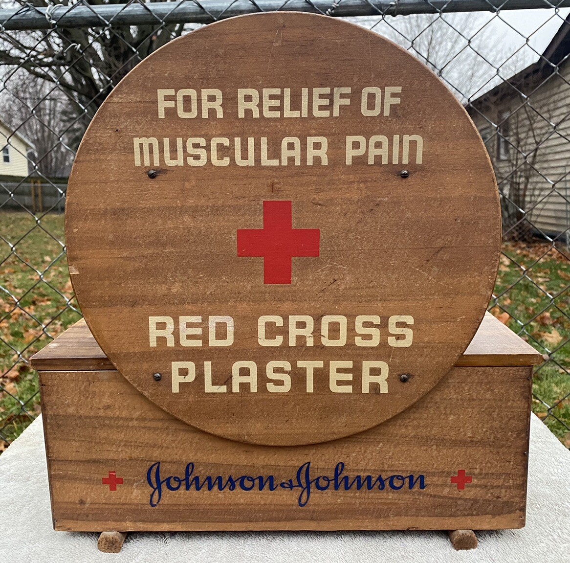 Vintage Store Display Johnson & Johnson Red Cross Plaster Muscular Pain Relief