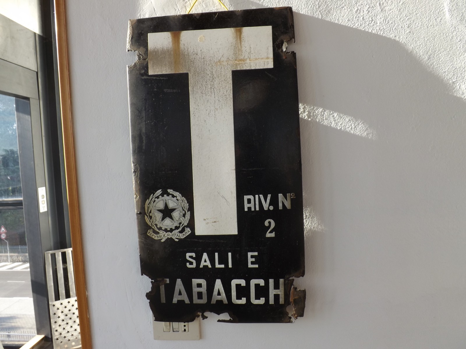 Black Salts and Tobacco Enamel Table Sign Number 2