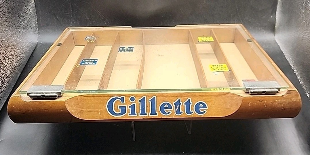 Vintage 1950s GILLETTE Razor & Blade Advertising Store Counter-top Display Case