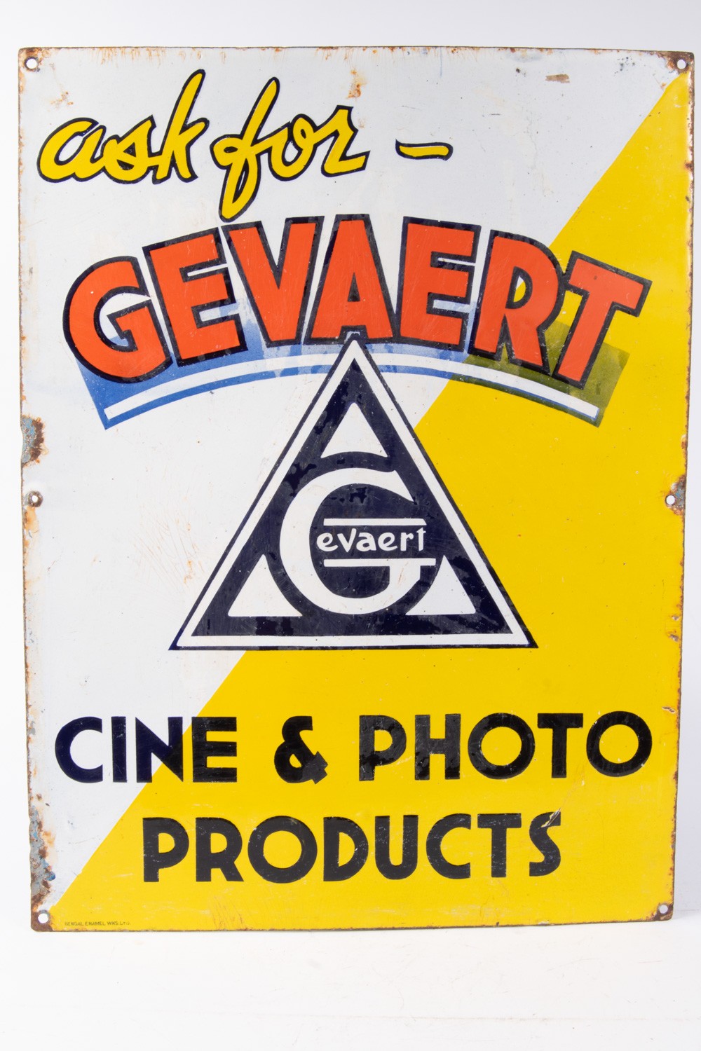 SCARCE Original Porcelain Sign Gevaert Camera Store Advertising 24 X 18 Inches