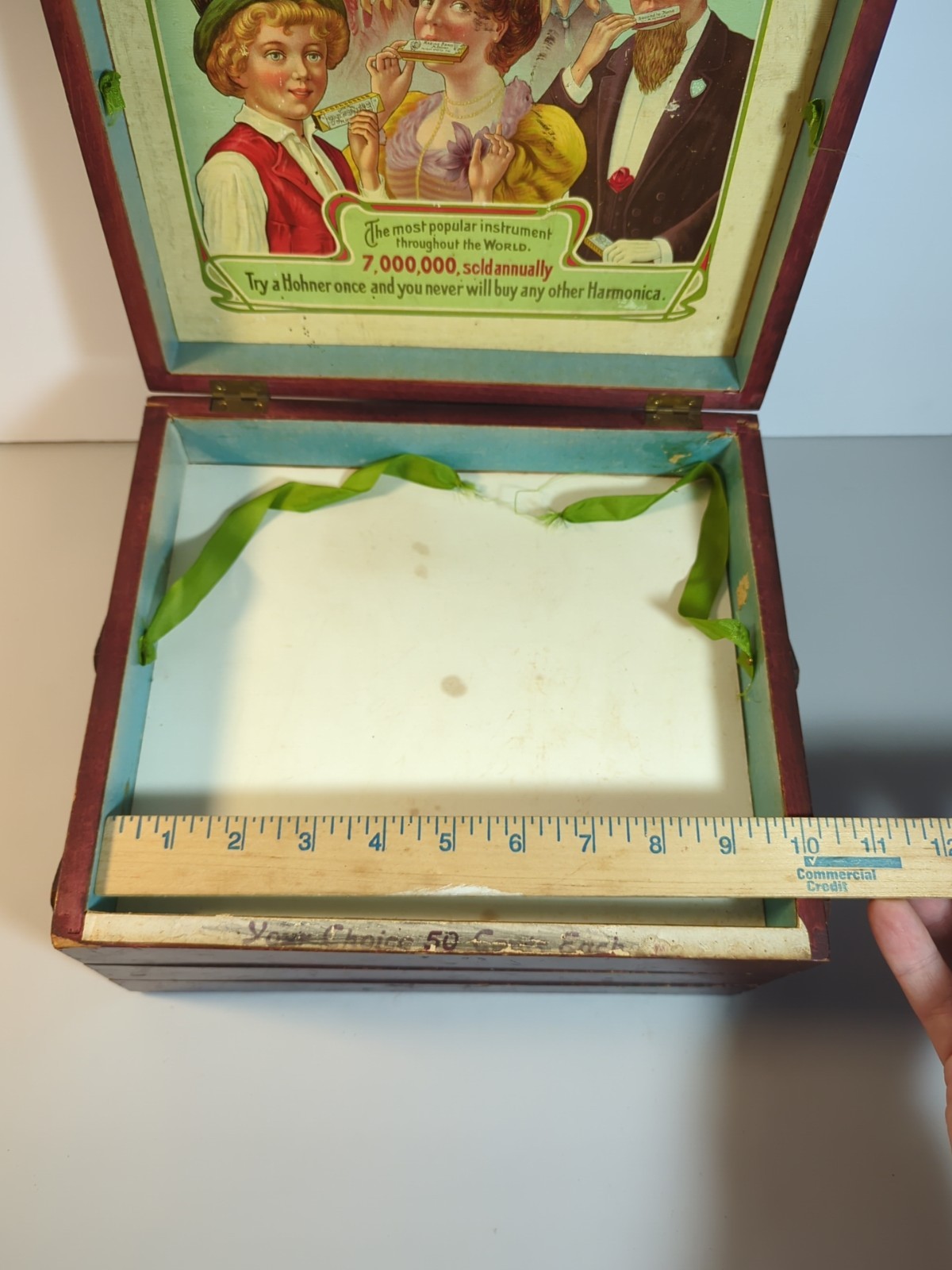Antique M. Hohner Harmonica Store Display Case Box Advertisement Vintage Germany