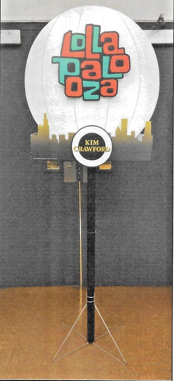 LOLLAPALOOZA- “Kim Crawford Wine- Standing Store Display/Pole Topper”- NIOB