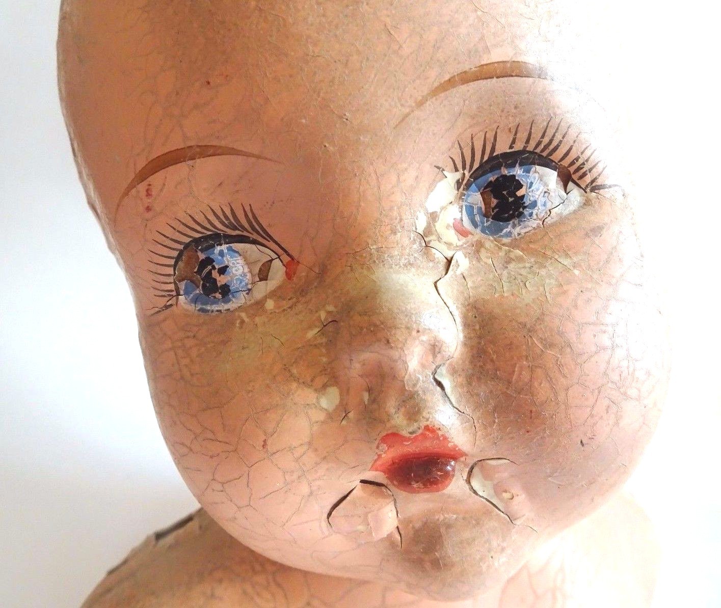 Antique GERBER BABY ? Doll Head Bust Store Display Advertising Chippy Composite