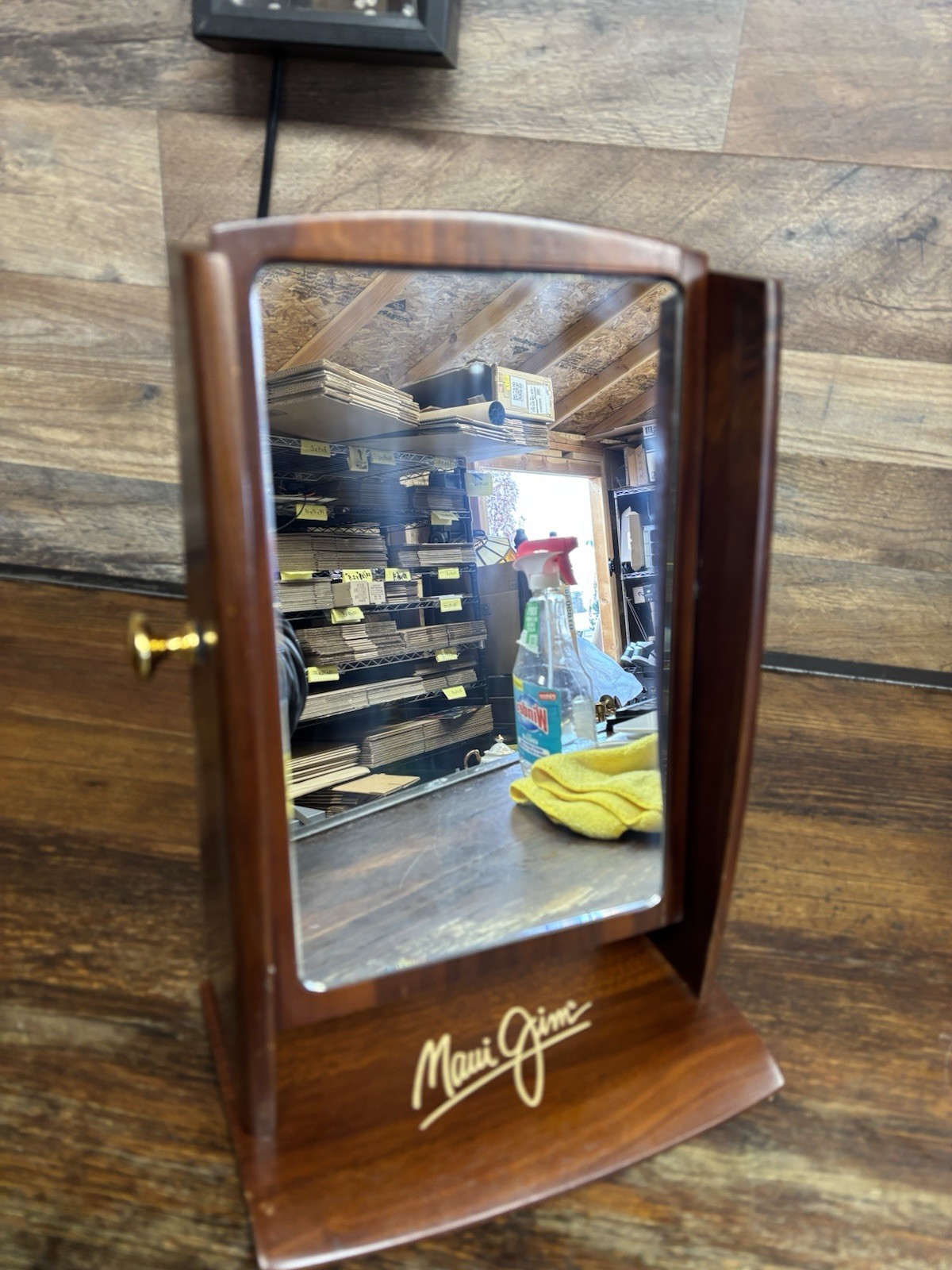 Maui Jim Countertop Wood Mirror Rare Store Marketing 14″ tall