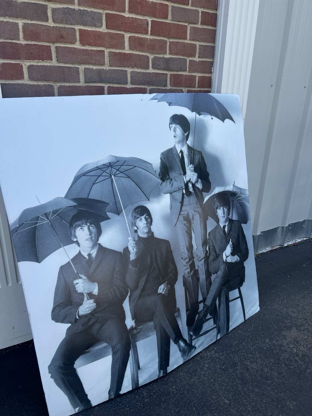 BEATLE’S POSTER Huge 46”x46” Black White Umbrellas -DEPT. Store On Board