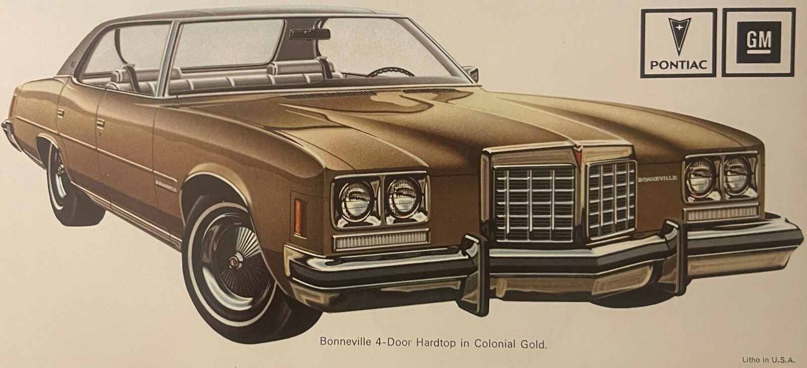 Vintage 1974 Pontiac Bonneville Dealer Brochure, Pontiac, MI Homage Salt Flats