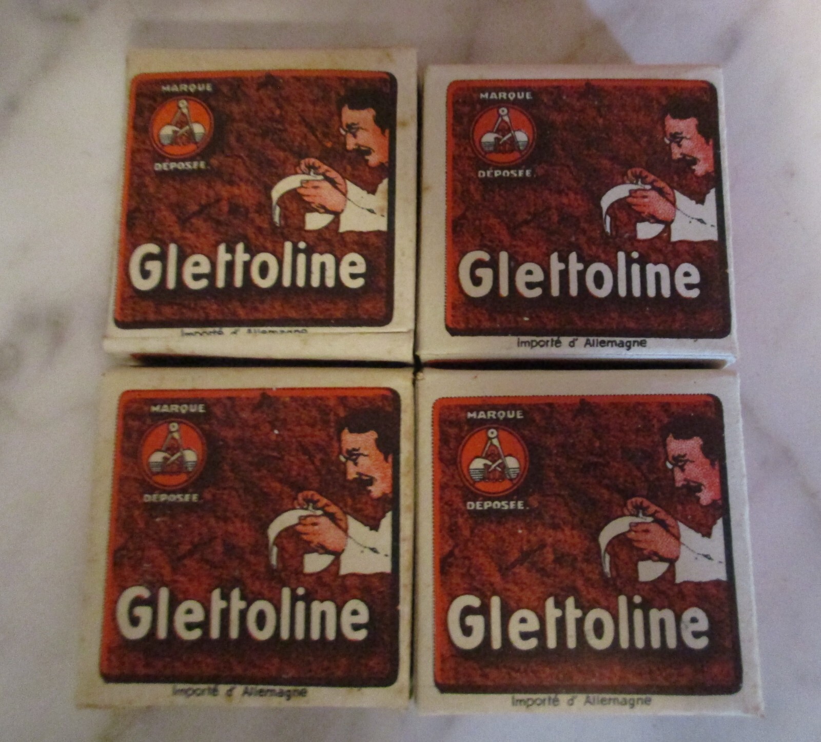 Antique GLETTOLIN 12 Mens Collar Wax Store Display Advertising – Germany 1910