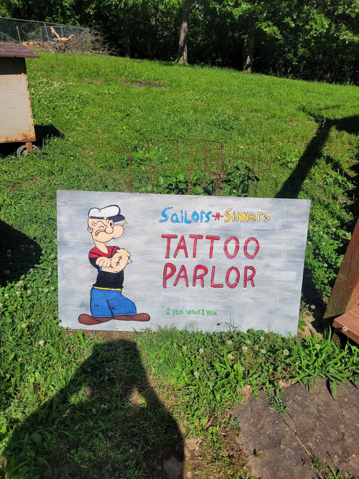 42×24 Folk Art Tattoo Shop Parlor Sign Popeye The Sailor Man Advertising Display