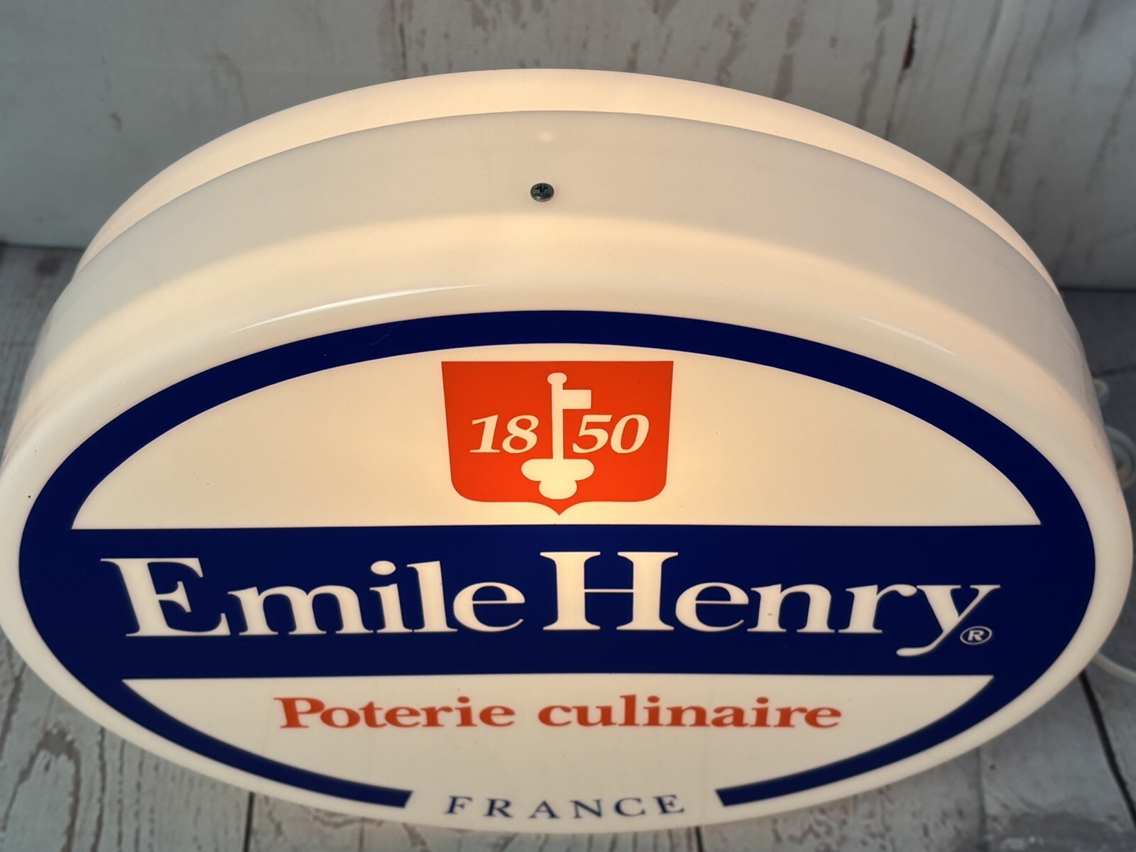 Emile Henry Lighted Store Display Sign 12×9.5″ Vintage Plastic Extremely Rare