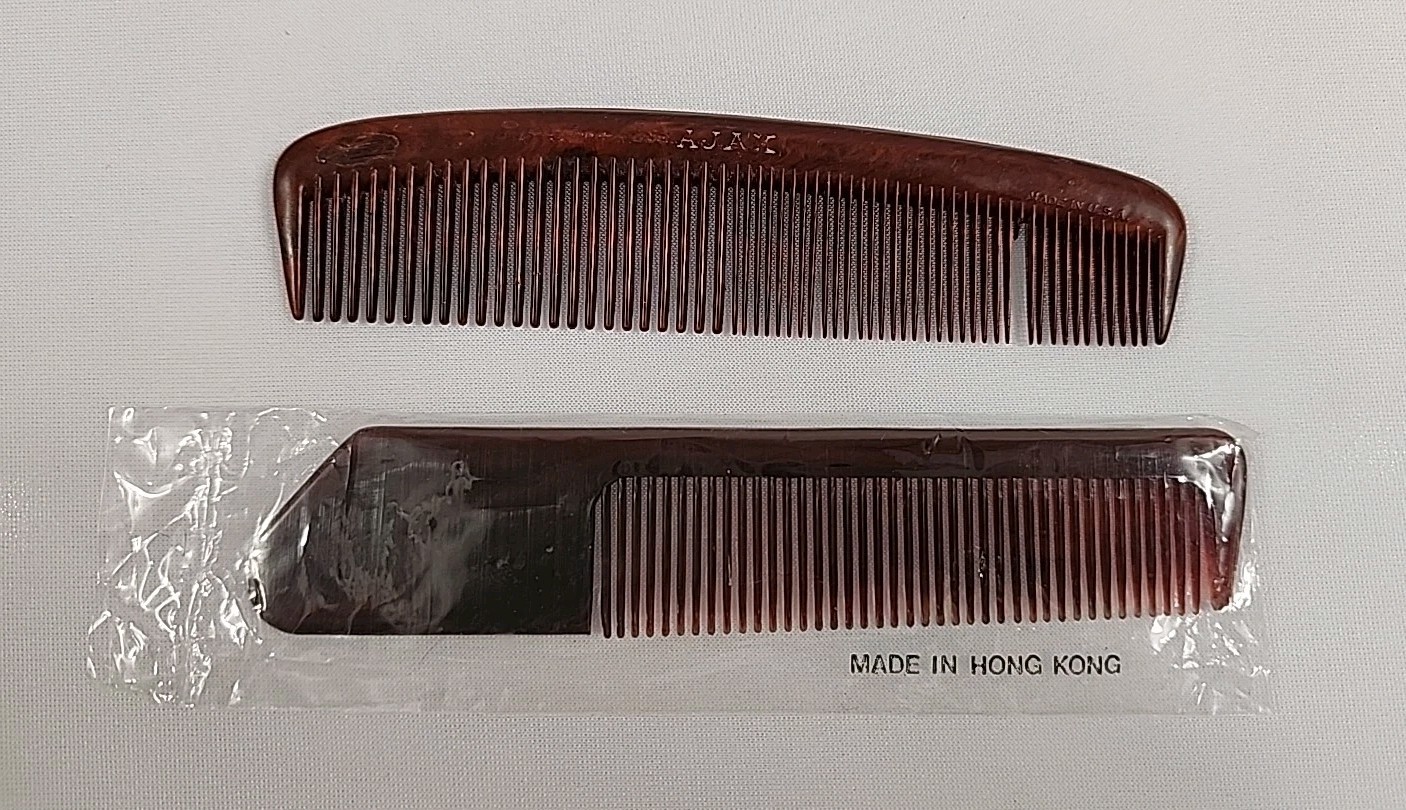 Vintage AJAX Unbreakable Pocket Comb & Unbranded NEW Vtg Comb Brown