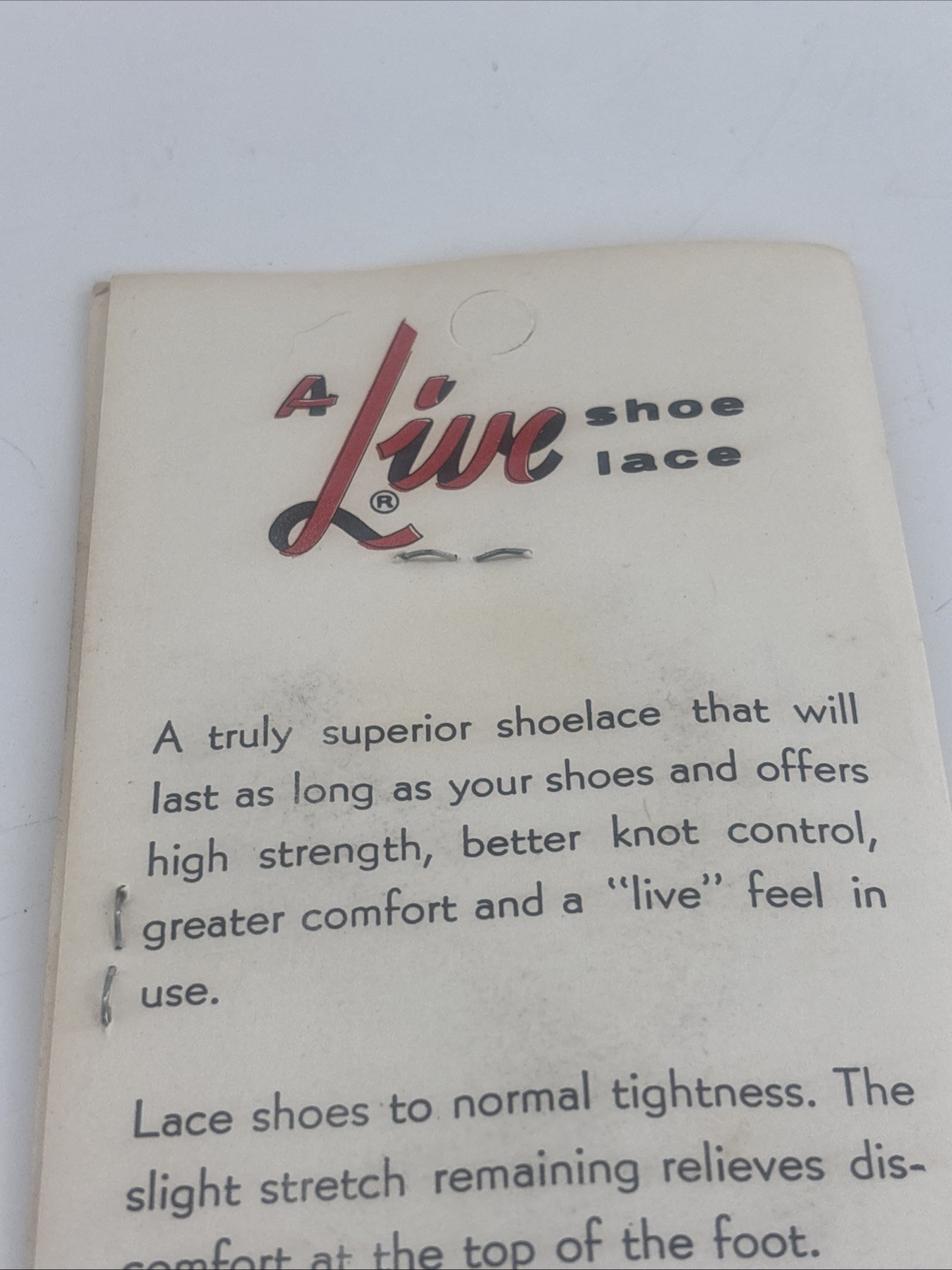 Vintage A-Live Shoelace Display Card Pepperell 1960s USA Advertising Burgundy