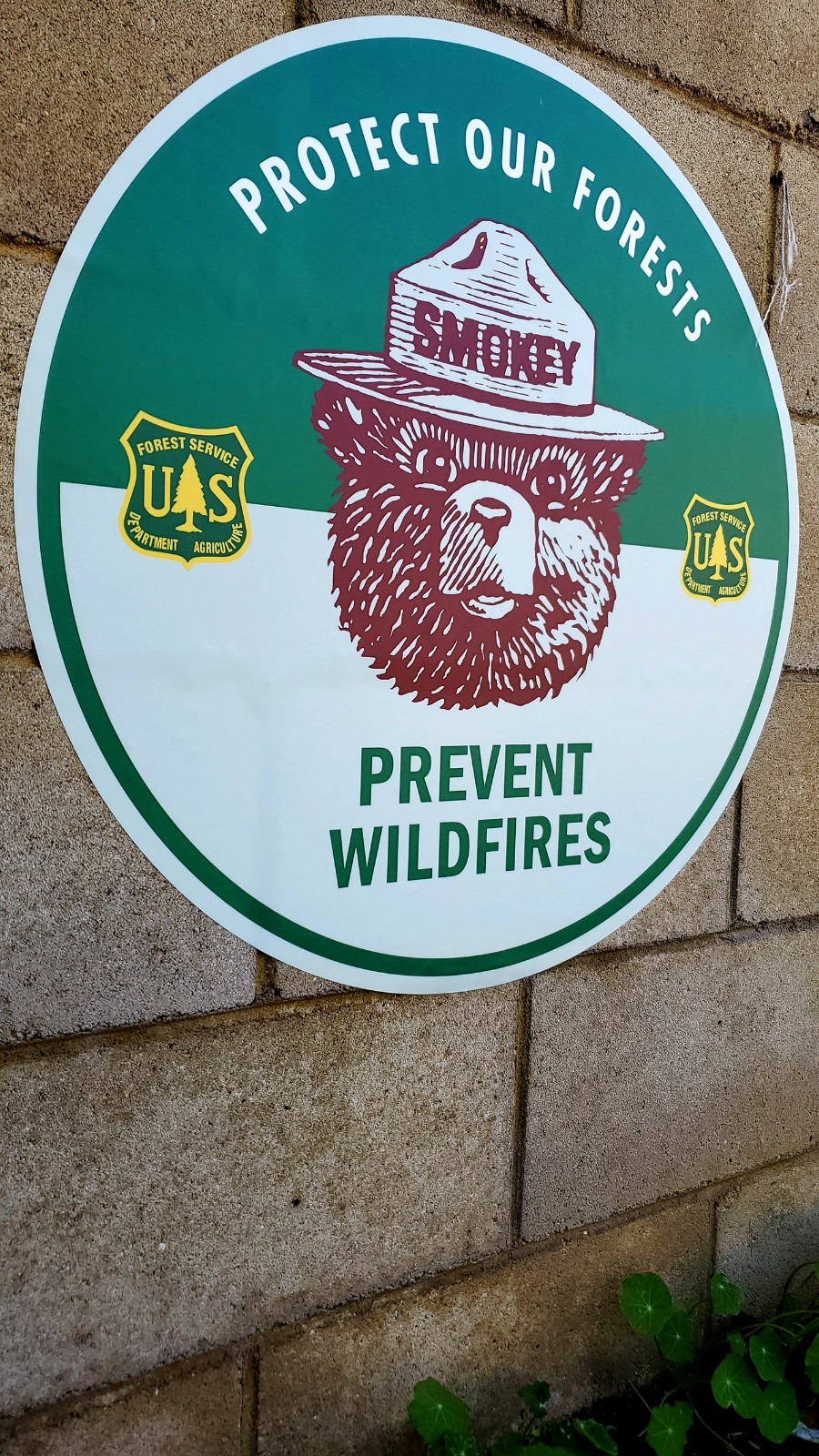 Smokey Bear Prevent Wildfires 23” Round Decal US Forest Service Style
