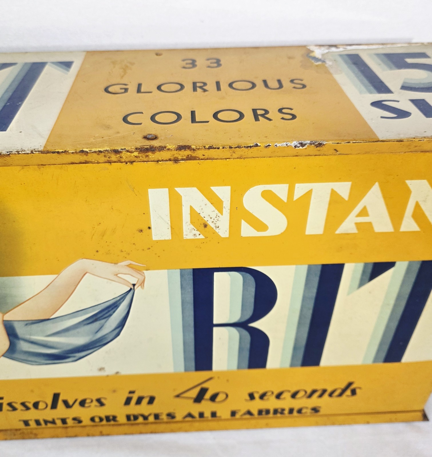Vintage Antique Tin Metal RIT DYE Store Countertop Display Cabinet 21x7x13”