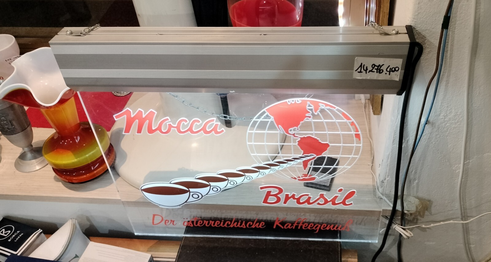 Very Rare Coffee Mocca Brasil Advertising Light Sign Table Working