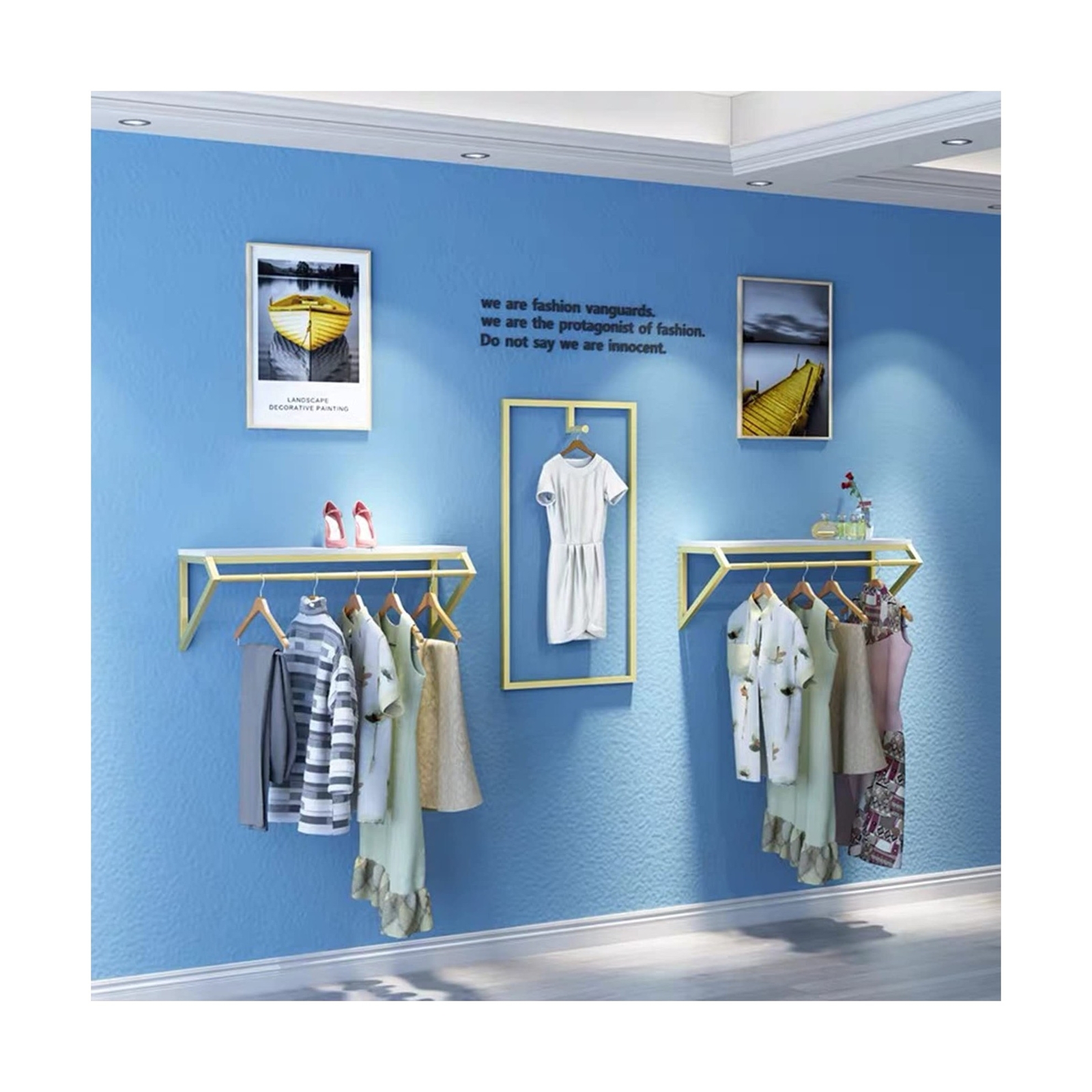 Modern Simple Men’s and Women’s Clothing Store Heavy Duty Metal Display Shelf…