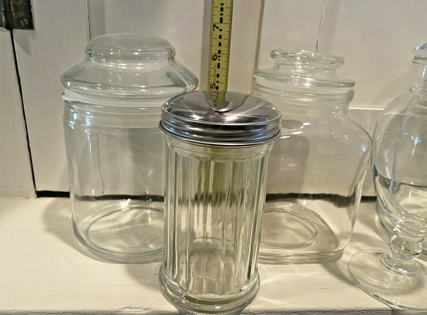 Vtg General Store Counter Jars Advertising Pedestal Candy Cookie Sugar Glass