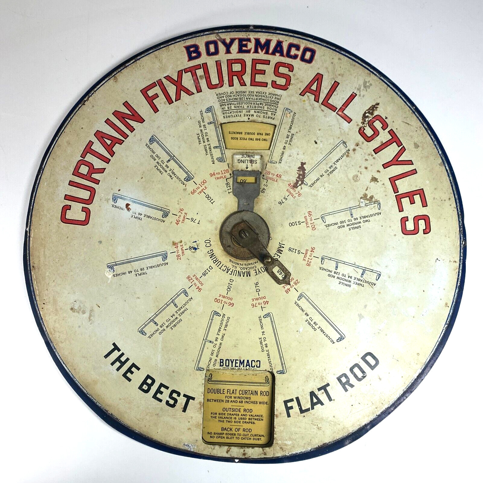 BOYEMACO Boye Company Curtain Fixtures Display Vintage Store Ad Metal Wall Decor