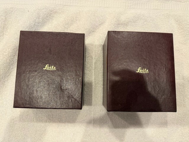 VINTAGE LEITZ LEICA LENS BOXES LOT OF 2 CAMERA PACKAGING BOX ONLY