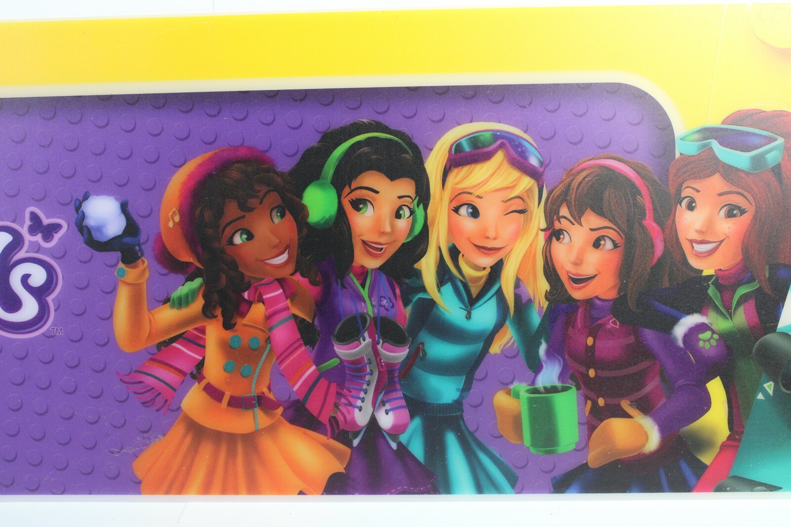 LEGO Friends Toys R Us Acrylic Plastic Display Banner Sign Yellow 24 x 11.5 EUC