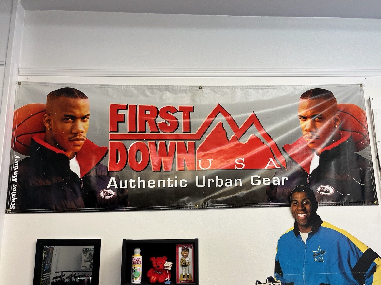 vintage first down USA stephon marbury banner sign poster store display 90s