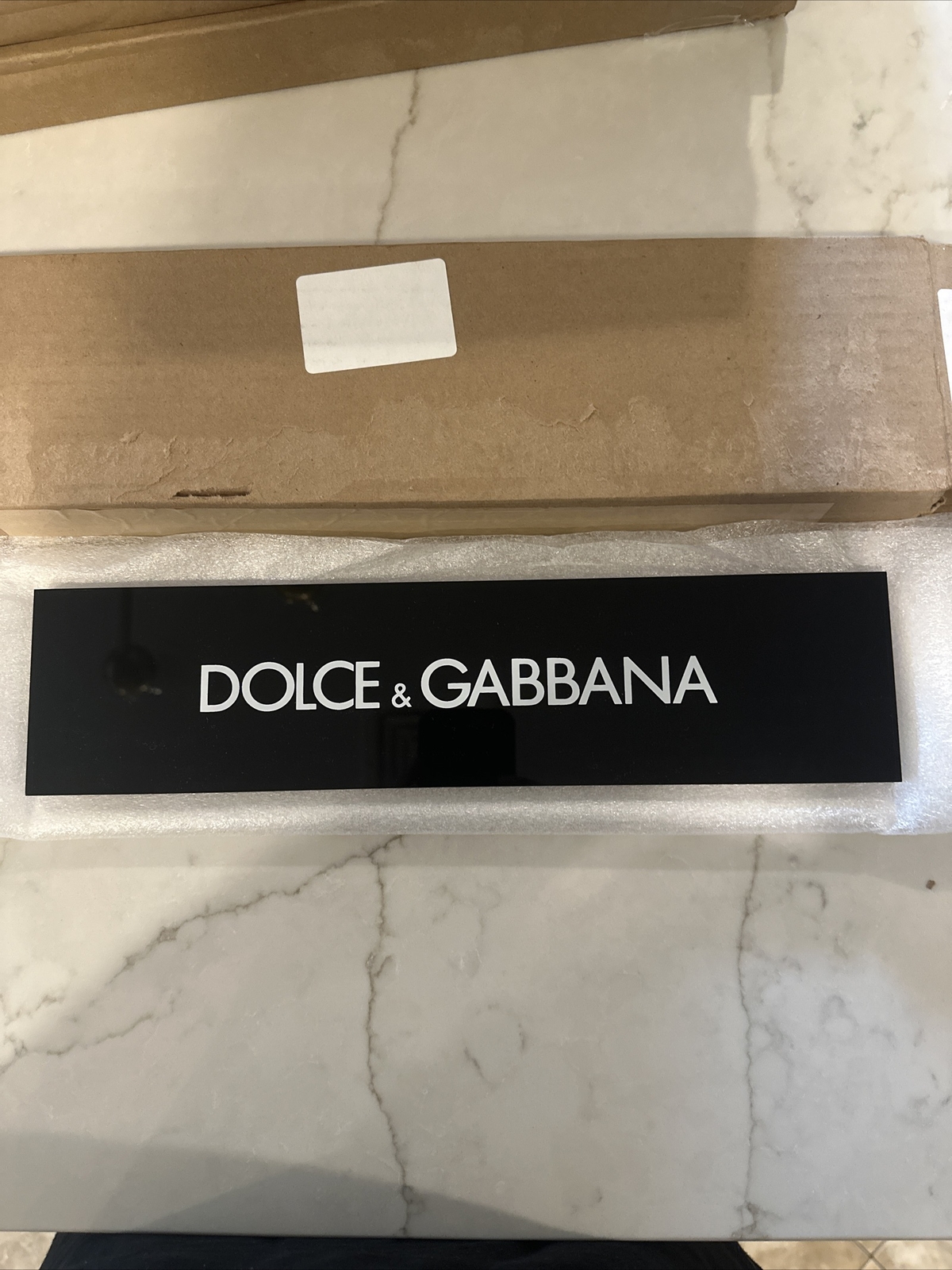 DOLCE & GABBANA BLACK LOGO PLAQUE IN PLEXIGLASS,ORIGINAL