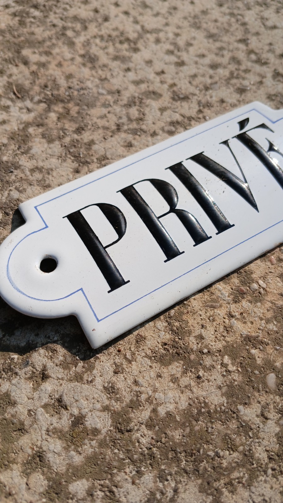 1950s Vintage France PRIVÉ Domed Enamel Sign