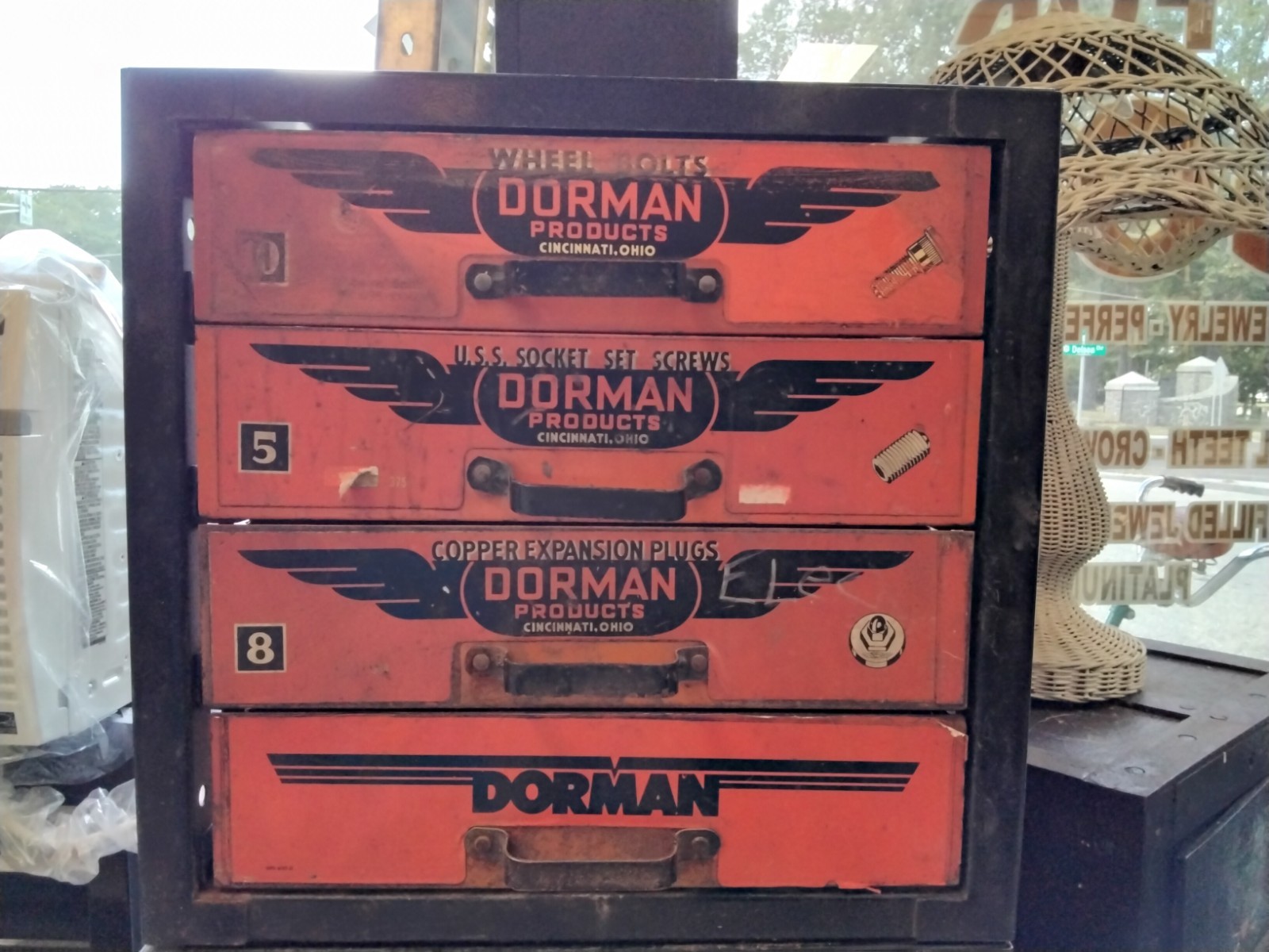 Vintage Dorman Auto Parts Bin 4 Drawer Cabinet Counter Organizer #1