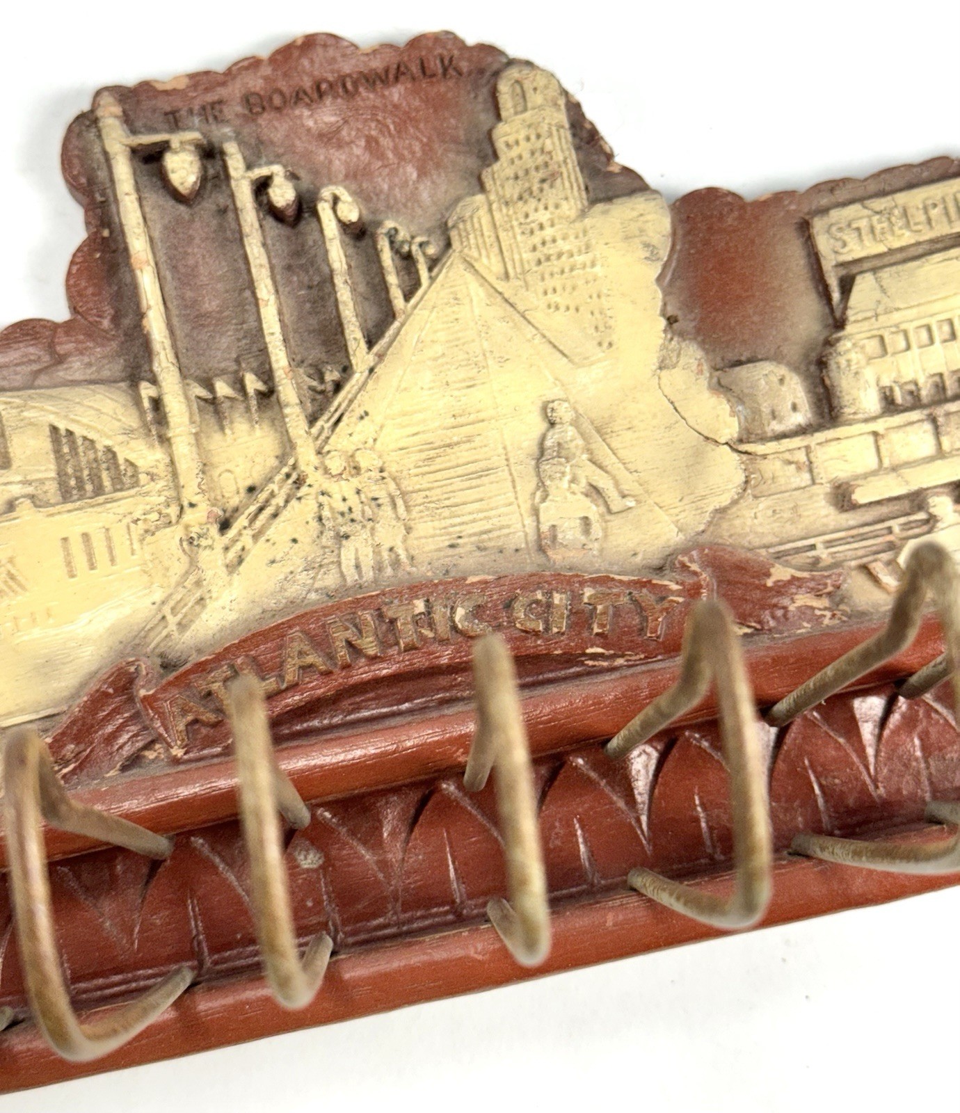 Vintage Tie Belt Rack Hanger Atlantic City New Jersey NJ Beach Decor Advertising
