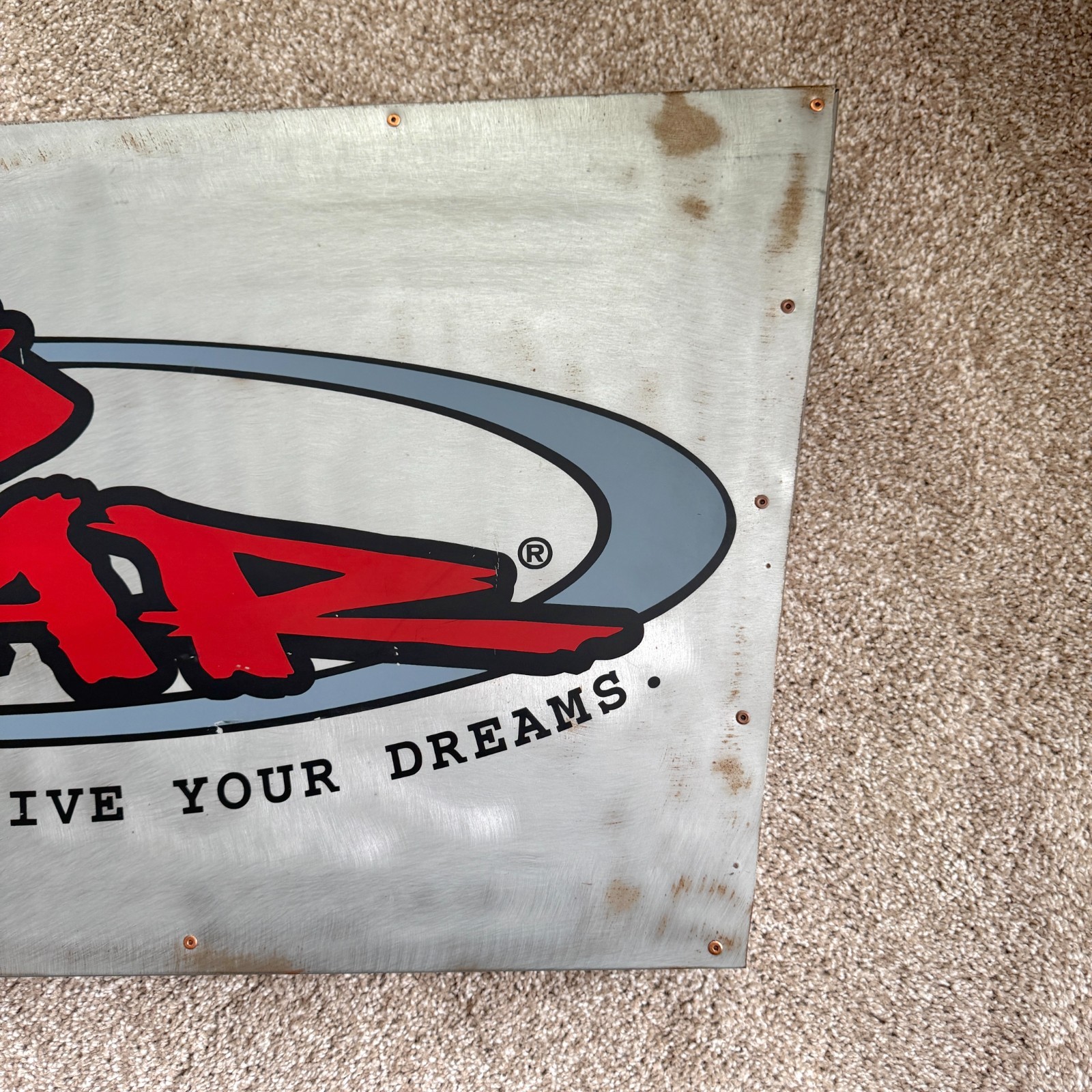 No Fear Metal Promo Store Sign Original 90s Vintage 1990s 33 3/8″ x 16″