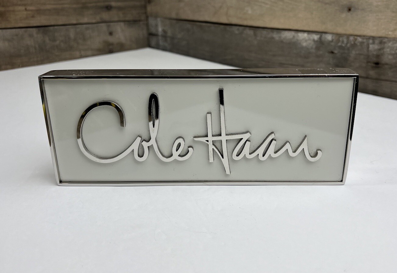 Original Cole Haan Metal & Plastic Department Store Display Sign Silver 🩶
