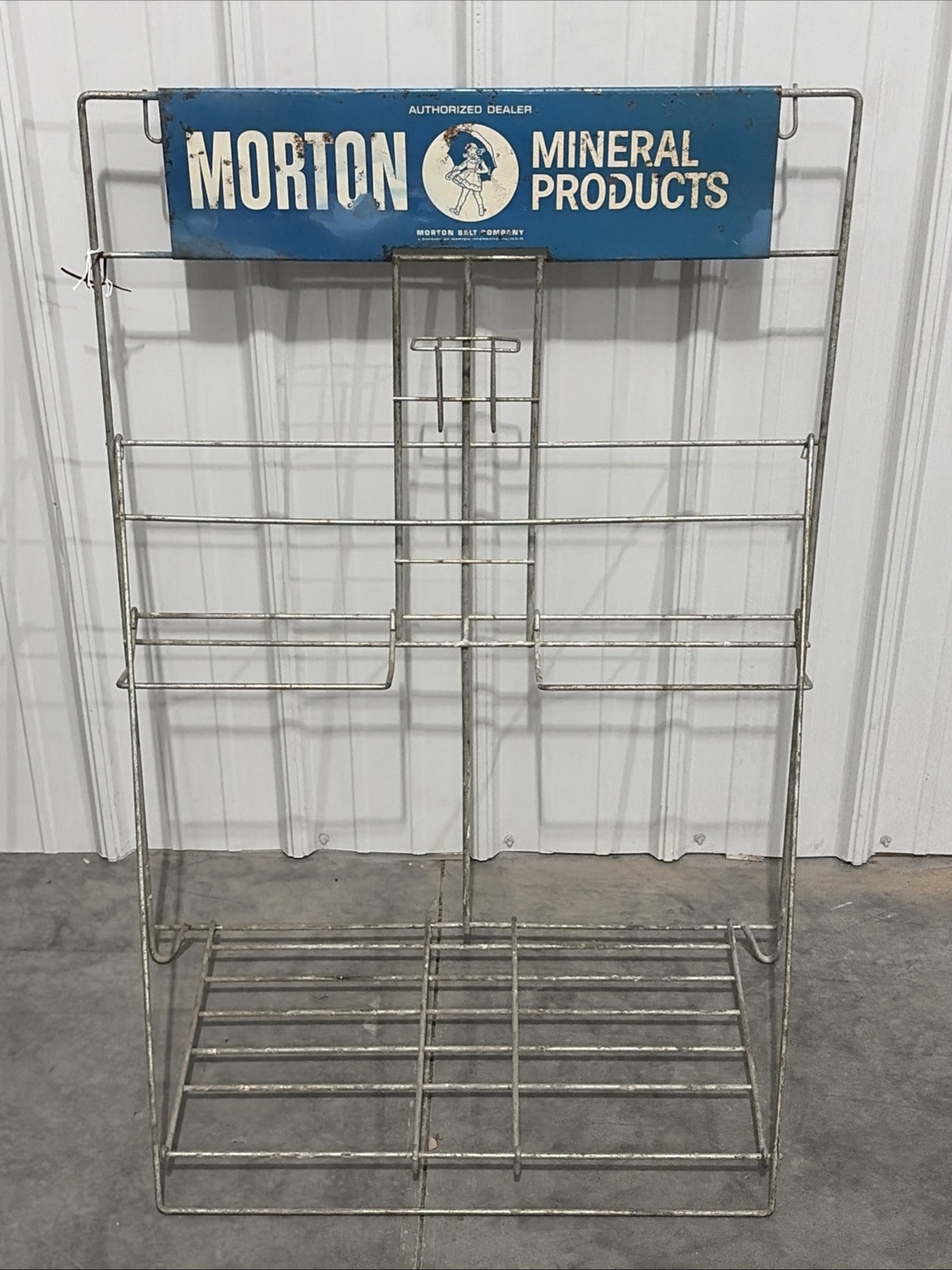 Rare Vintage Morton Mineral Products Salt Dealer Store Display Folding Rack