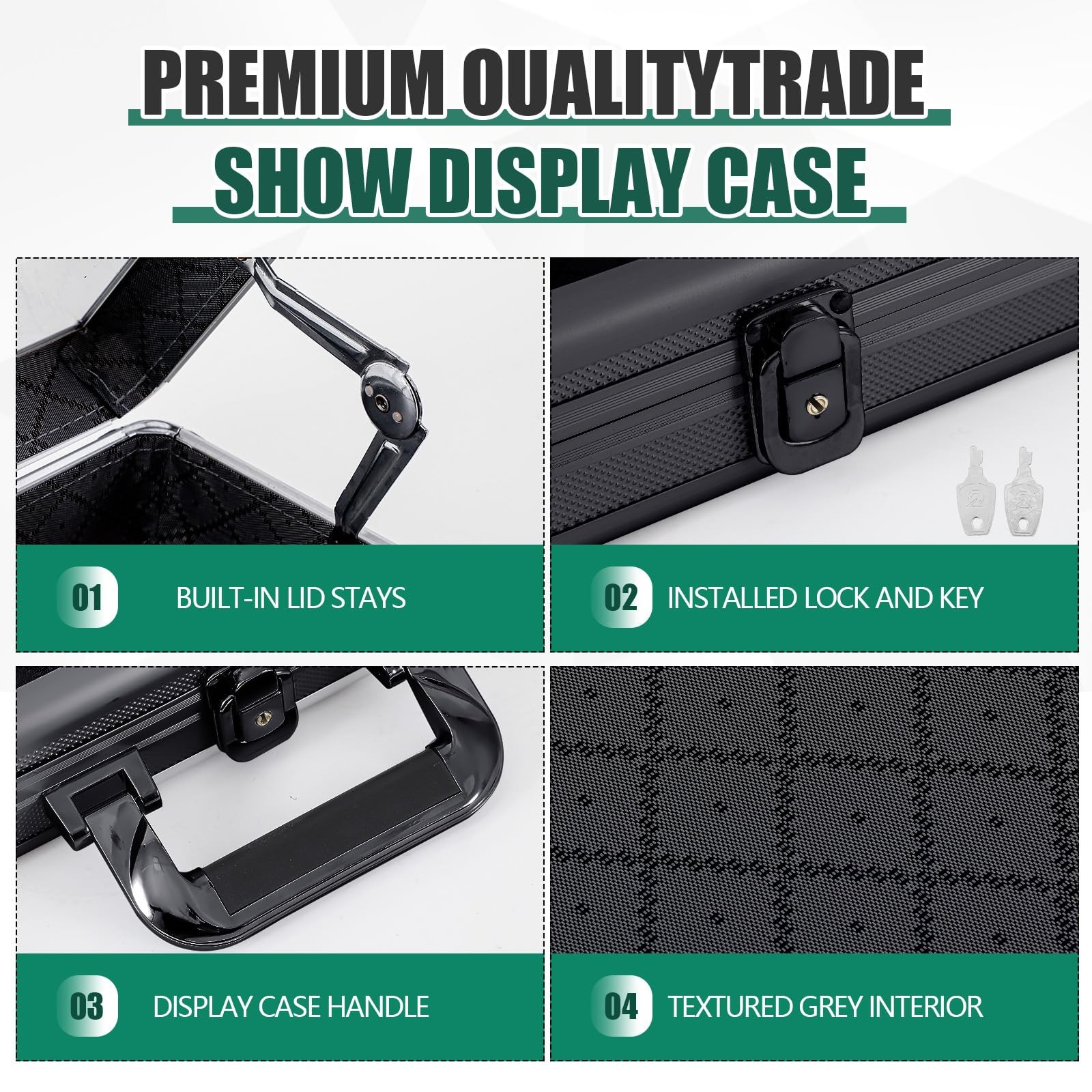 Memorywuu Trade Show Display Case, 34″x22″ Aluminum Locking 34″x22″, Black