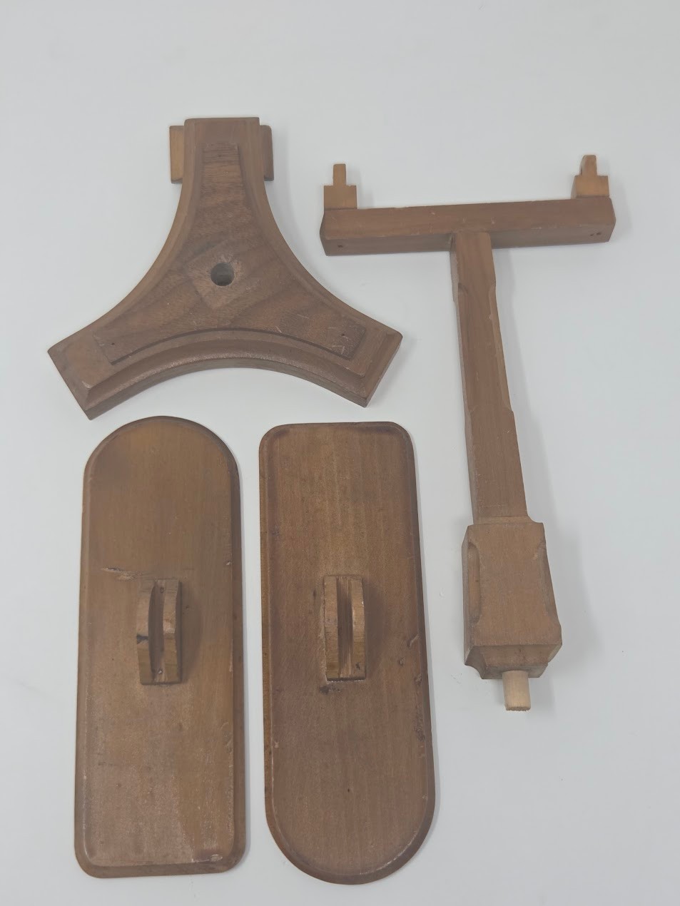 Vintage Wooden Shoe Display Stand Dual Platform Pedestal Countertop Rack
