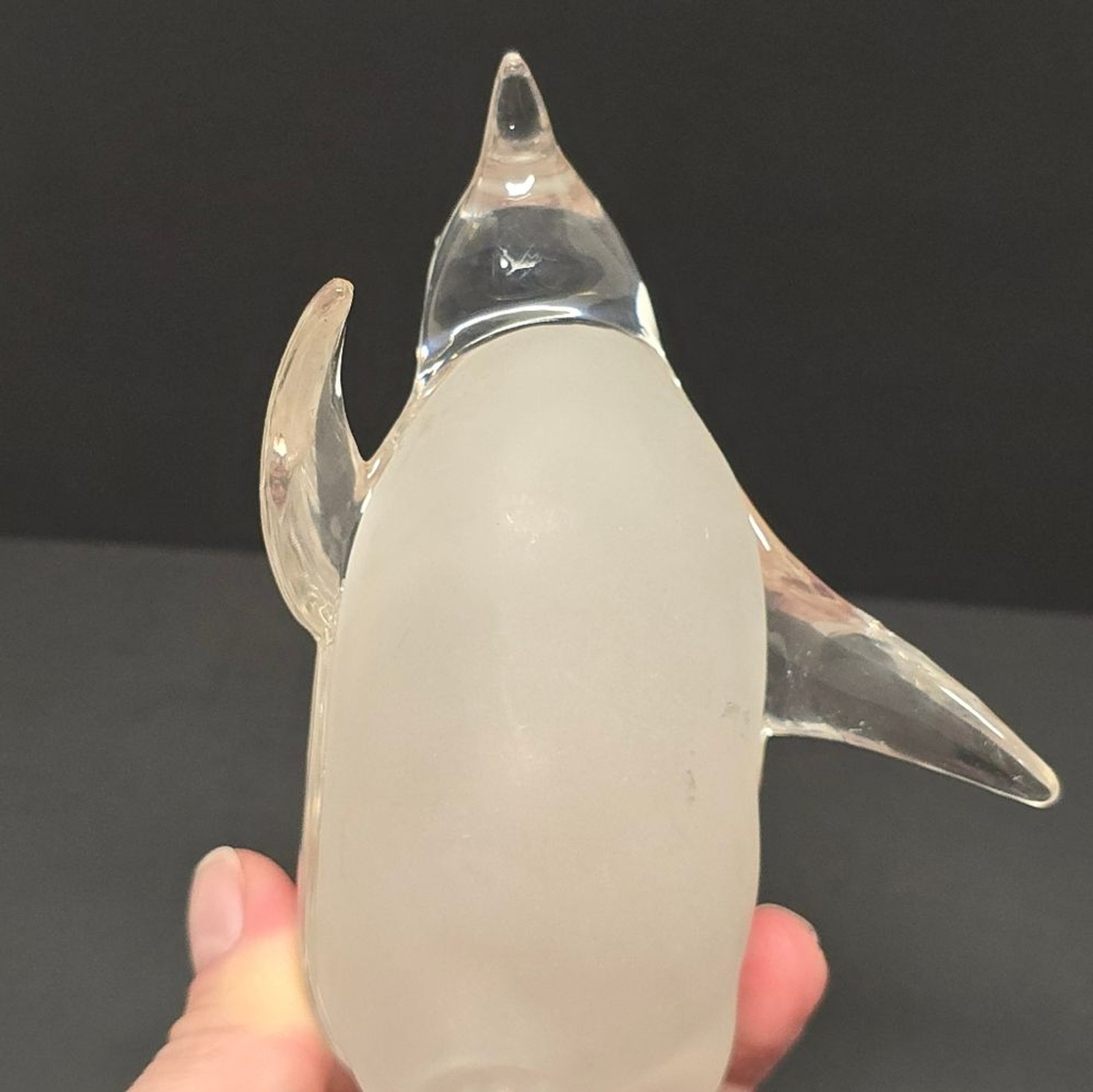Lucite Penguin On Ice Skates MCM Frosted Christmas Prop Figurine Vintage 50s