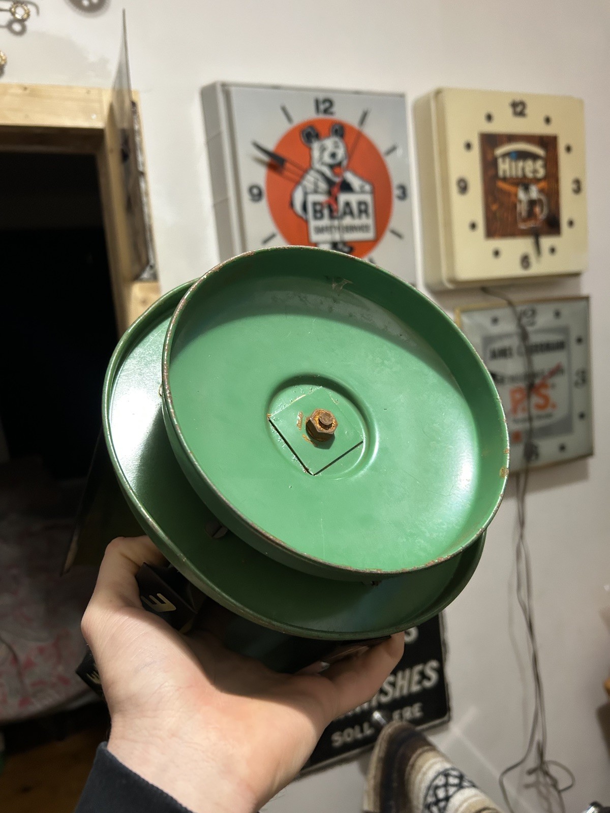 Esquire Boot Shoe Polish Antique Early Store Metal Rotating Display Rare