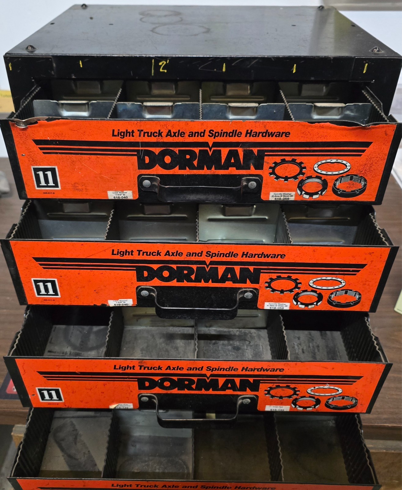 Vintage Dorman Auto Parts Metal 4 Drawer Cabinet Counter Tool Organizer