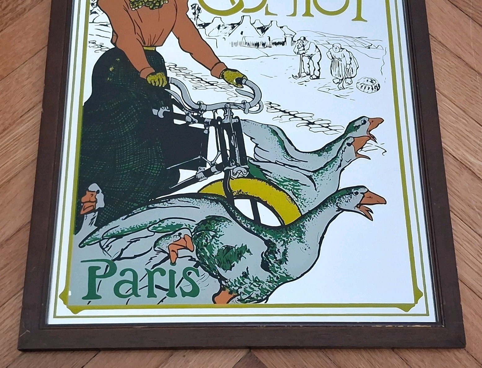 SILKSCREEN MIRROR ADVERTISING FRAME-MOTOCYCLES COMIOT PARIS-70s-VINTAGE