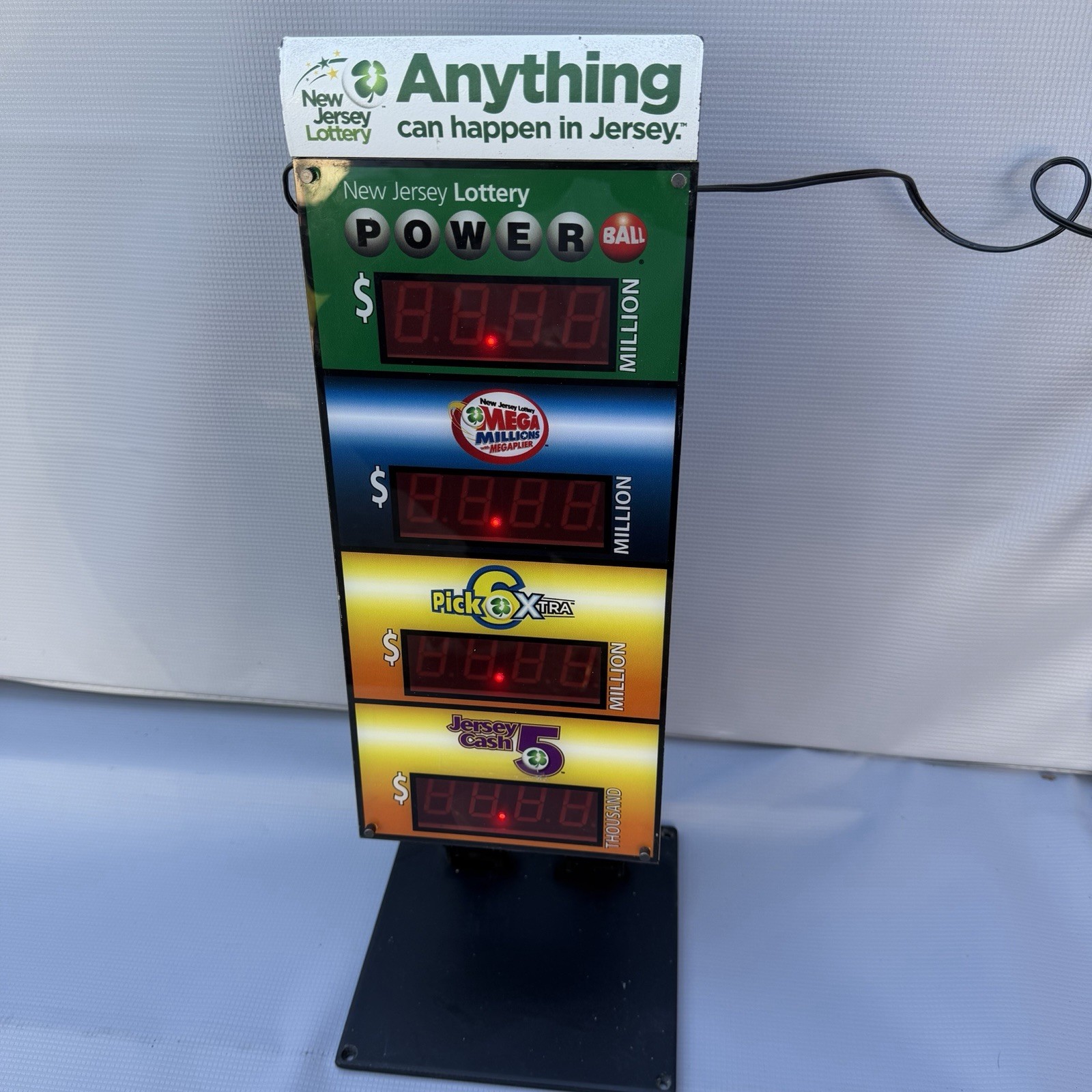 Vintage New Jersey Lottery Wireless Quad Jackpot LED Display Sign