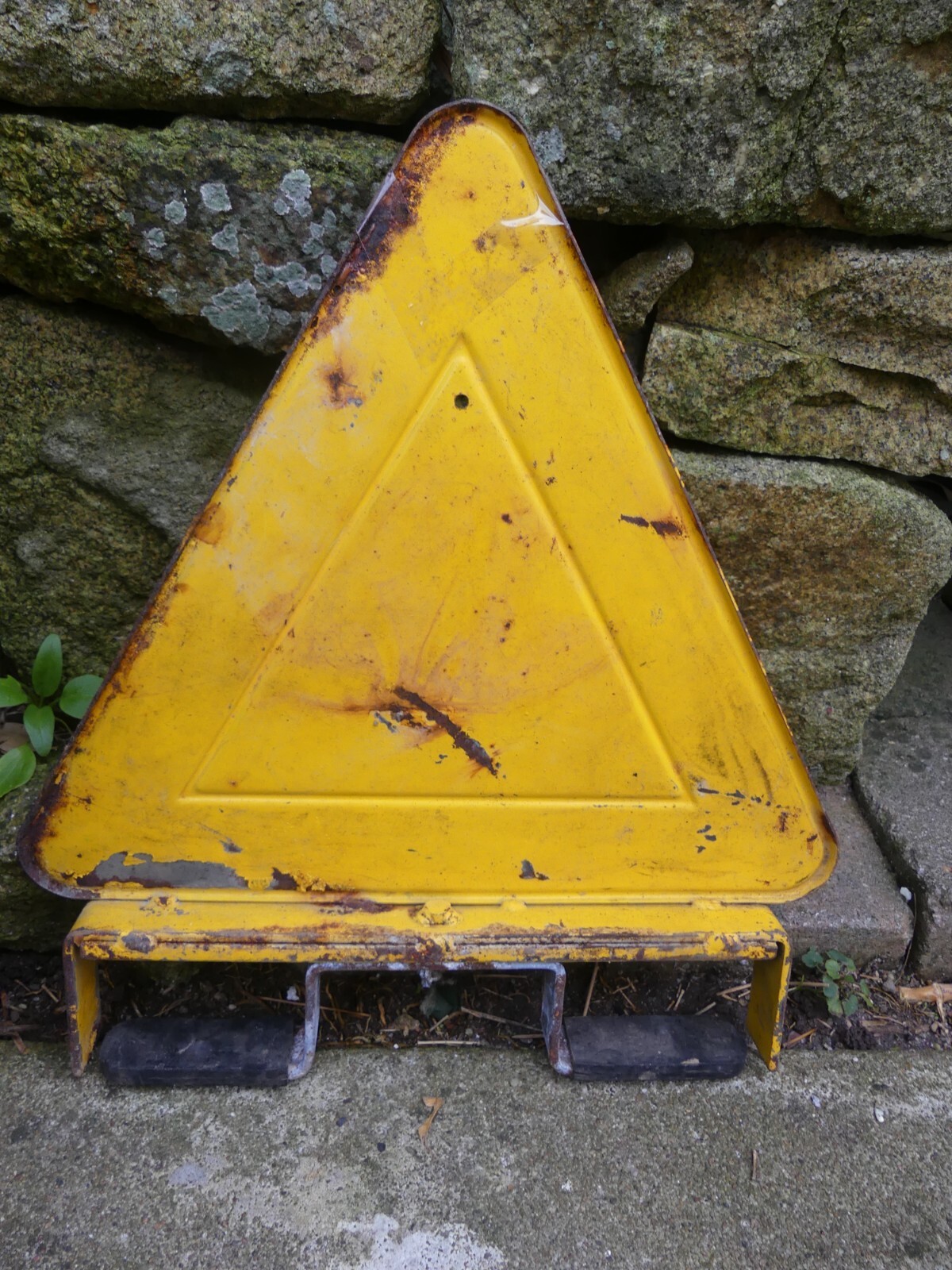 Antique 1950 SIGNALLING TRIANGLE, garage, car, motorcycle, no copy, no enamelled