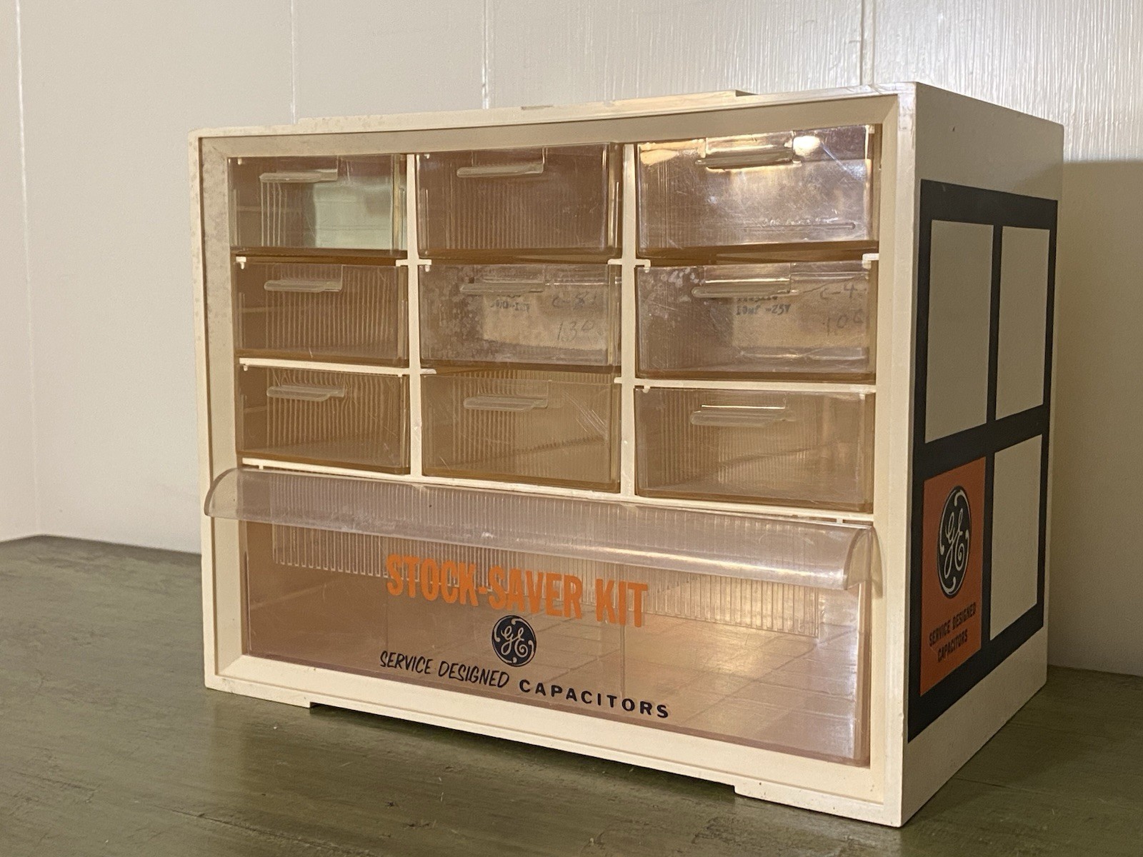 Small Rare Vintage Plastic General Electric Part Organizer Sorter Cabinet GE Box