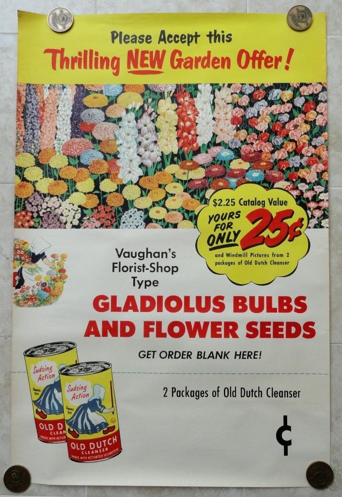 vintage OLD DUTCH CLEANSER Advertising STORE DISPLAY Poster ~1930’s-1940’s~