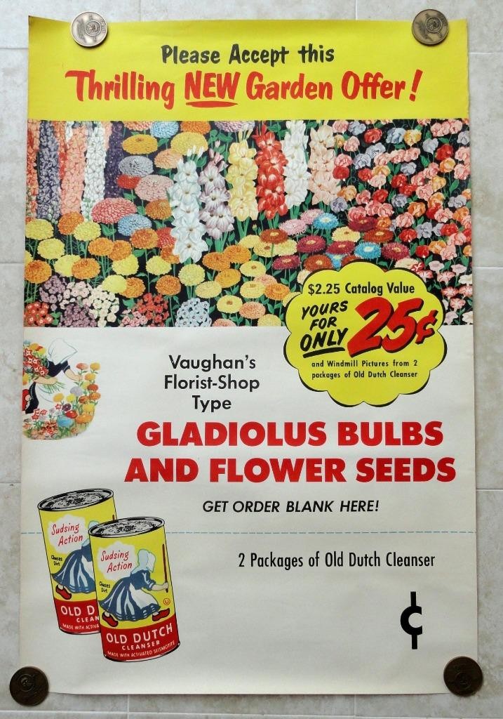 vintage OLD DUTCH CLEANSER Advertising STORE DISPLAY Poster ~1930’s-1940’s~